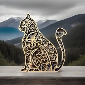 Mandala 3D Cat Decor  5 Layers